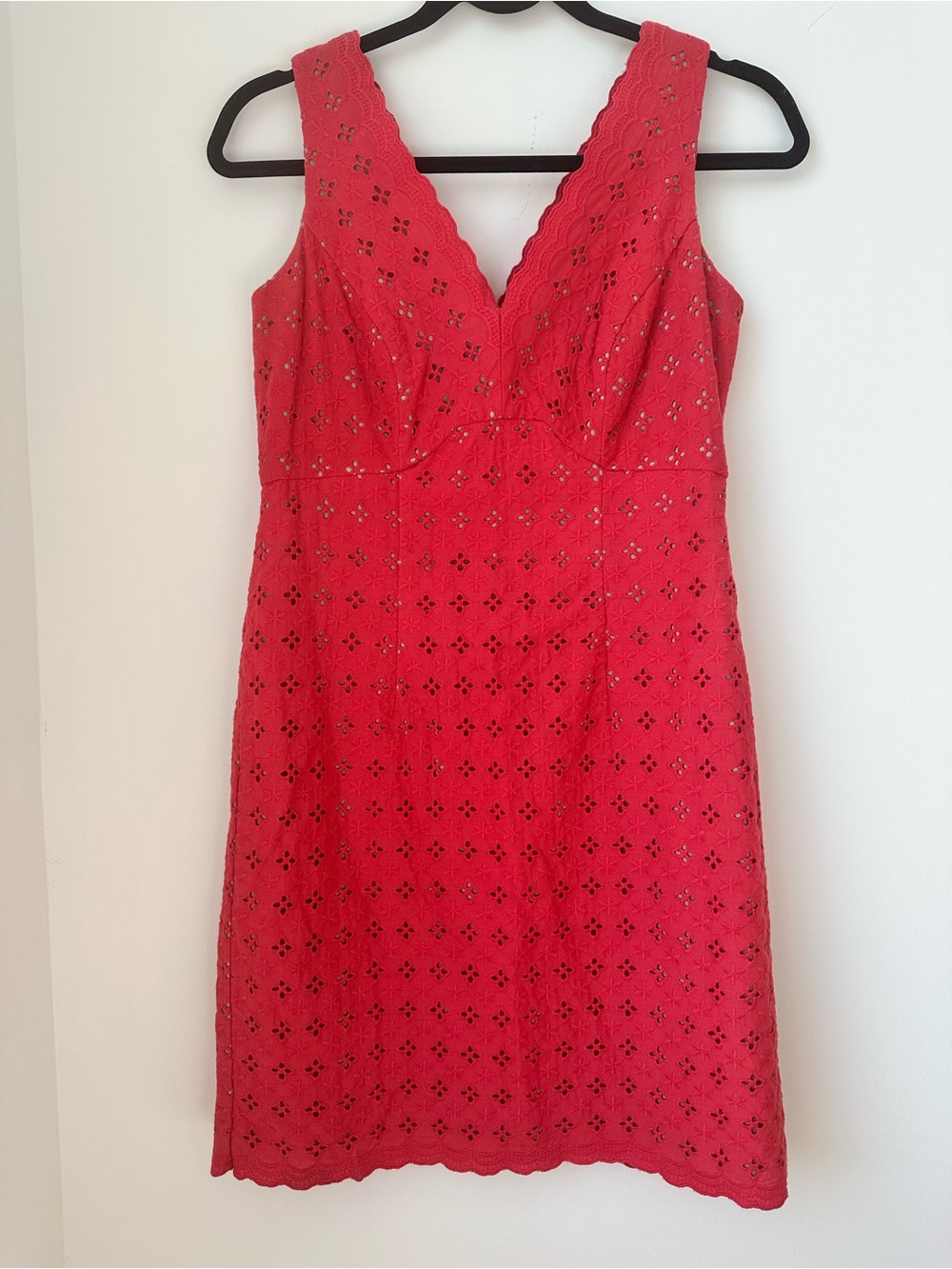 Sleeveless Romantic Coral Eyelet Trim Dress by Donna Ricco New York